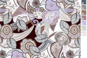 复古花卉面料印花素材 艺术风服装印花设计