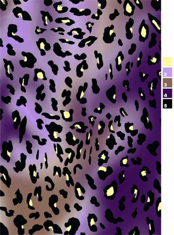 时尚紫色渐变豹纹面料印花素材,适用于服装印花设计