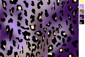 时尚紫色渐变豹纹面料印花素材，适用于服装印花设计