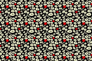 时尚红唇豹纹面料印花 潮流服装印花设计素材