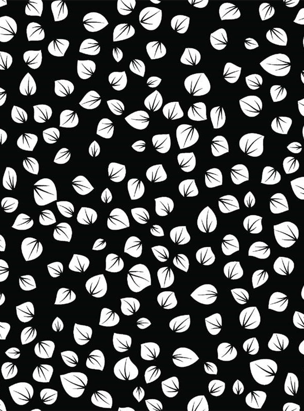 经典黑白叶纹面料印花 时尚服装印花设计素材