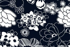 经典黑白花卉面料印花素材 适用于服装印花设计