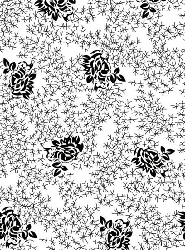 复古花卉面料印花 服装印花素材 经典黑白设计
