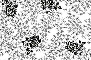 复古花卉面料印花 服装印花素材 经典黑白设计