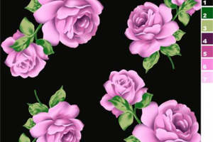 复古紫玫瑰面料印花 高端服装印花设计素材