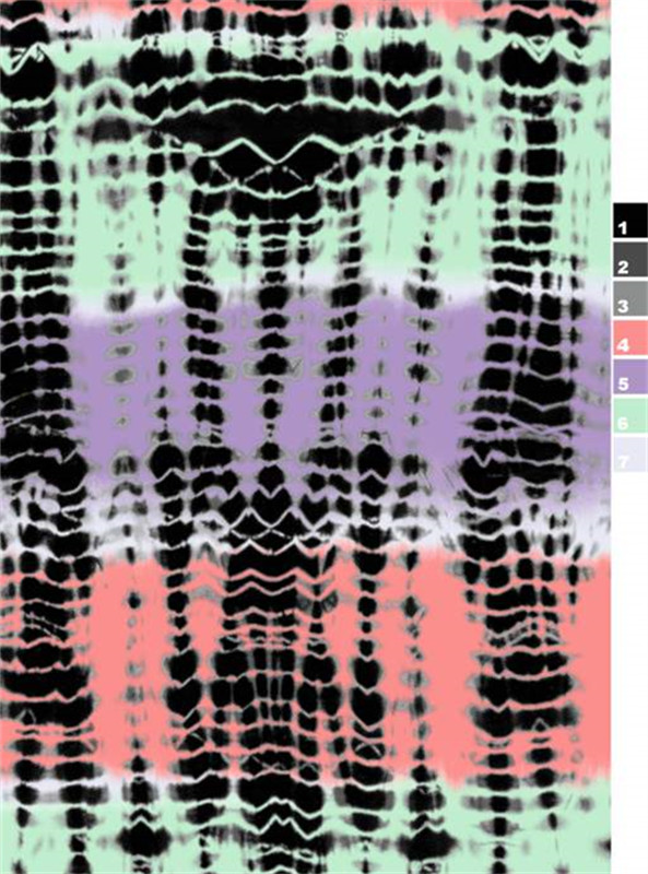 复古扎染竖条纹面料印花素材 时尚服装印花设计
