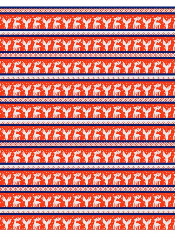圣诞驯鹿条纹面料印花素材 节日氛围服装印花设计