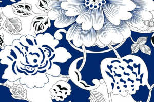经典蓝白花卉面料印花，复古风服装印花素材推荐