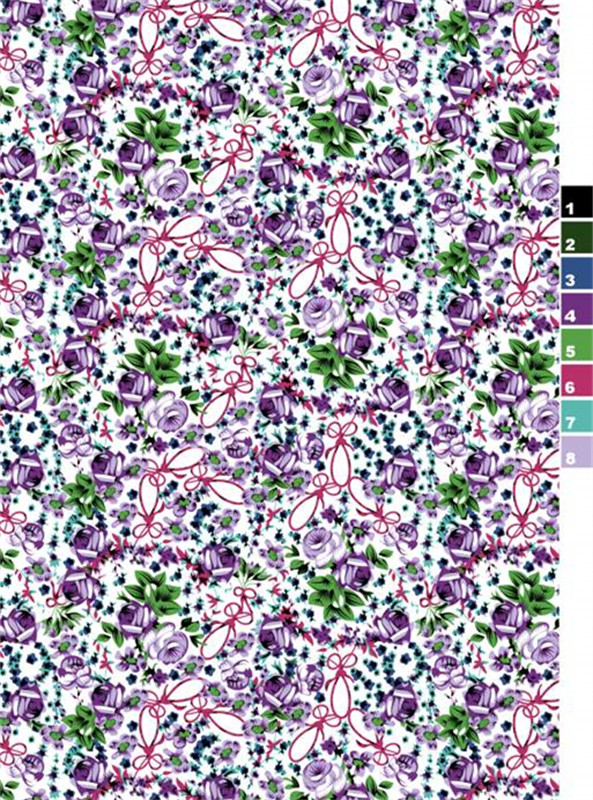 复古紫色花卉服装印花素材 浪漫田园风设计