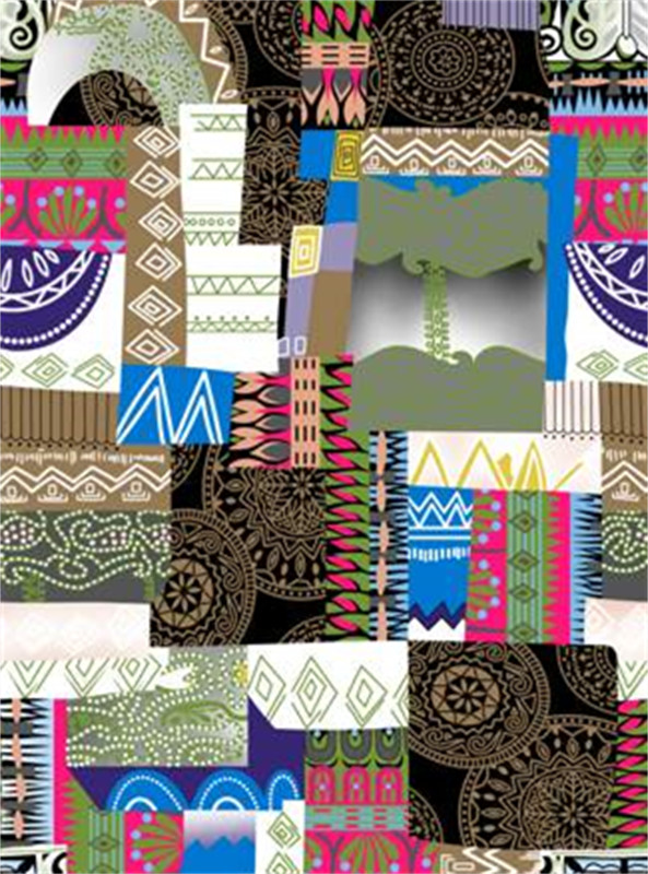 民族风拼贴花型 创意面料印花素材 时尚服装印花设计