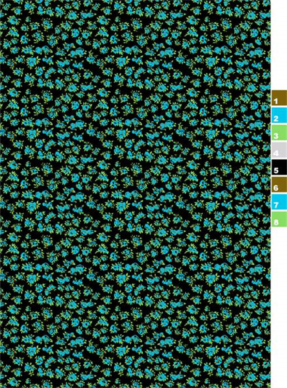 清新蓝绿碎花面料印花设计素材
