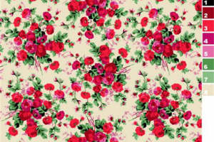 复古红玫瑰面料印花素材，适用于连衣裙与衬衫