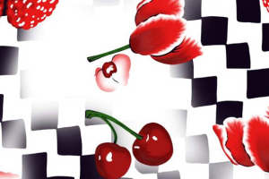 复古格纹与鲜果花卉的面料印花设计素材