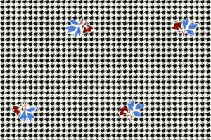 经典千鸟格花卉服装印花设计素材