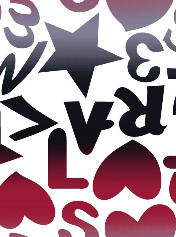 时尚渐变星空爱心面料印花素材,适用于服装印花设计