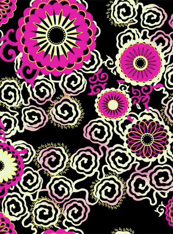 复古花卉面料印花 时尚服装印花素材推荐