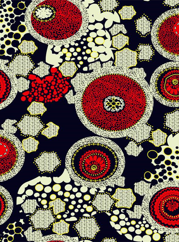 复古红圆点花纹面料印花素材