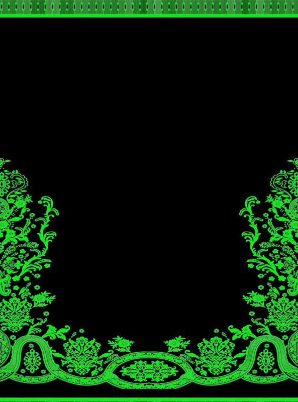 复古绿色花纹边框 高端服装印花面料素材推荐