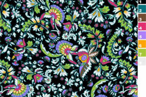 复古民族风面料印花素材 | 高饱和花卉图案