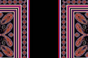 民族风边框面料印花 复古佩斯利纹样服装印花素材