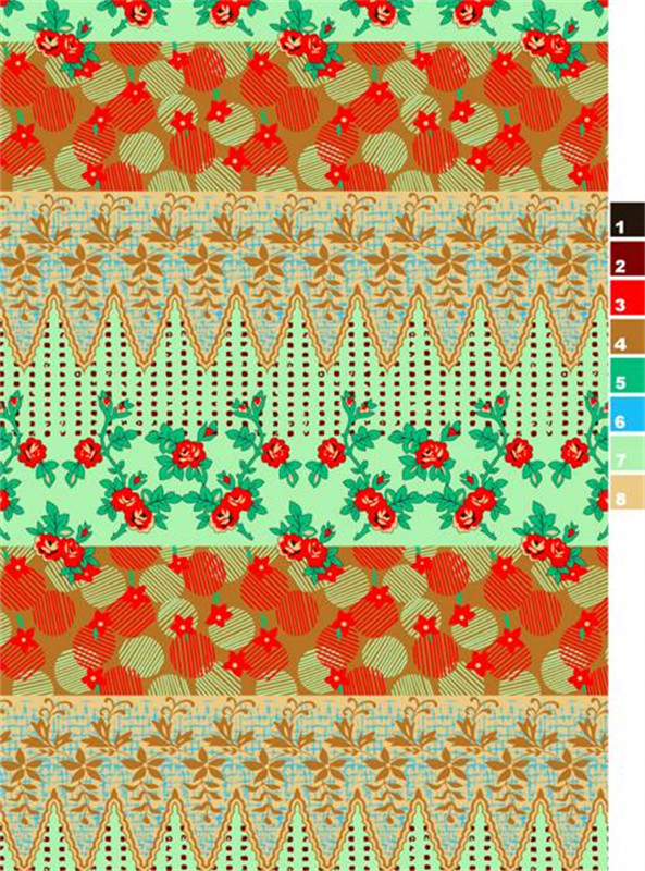 复古花卉与几何纹样 时尚服装印花面料设计素材