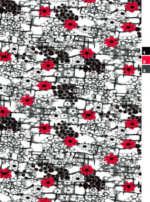 独特红白花卉纹理设计,打造个性十足的服装印花素材