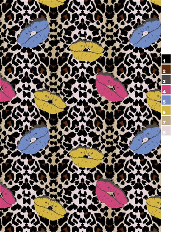 时尚豹纹唇印面料印花素材 服装印花设计灵感