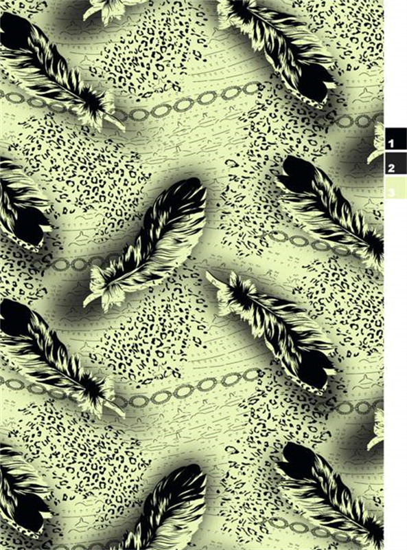 复古羽毛豹纹面料印花素材,打造个性服装印花