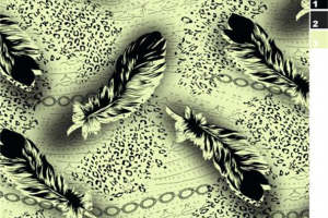 复古羽毛豹纹面料印花素材，打造个性服装印花