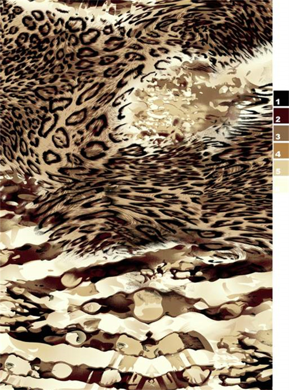 复古豹纹与抽象纹理融合的面料印花素材