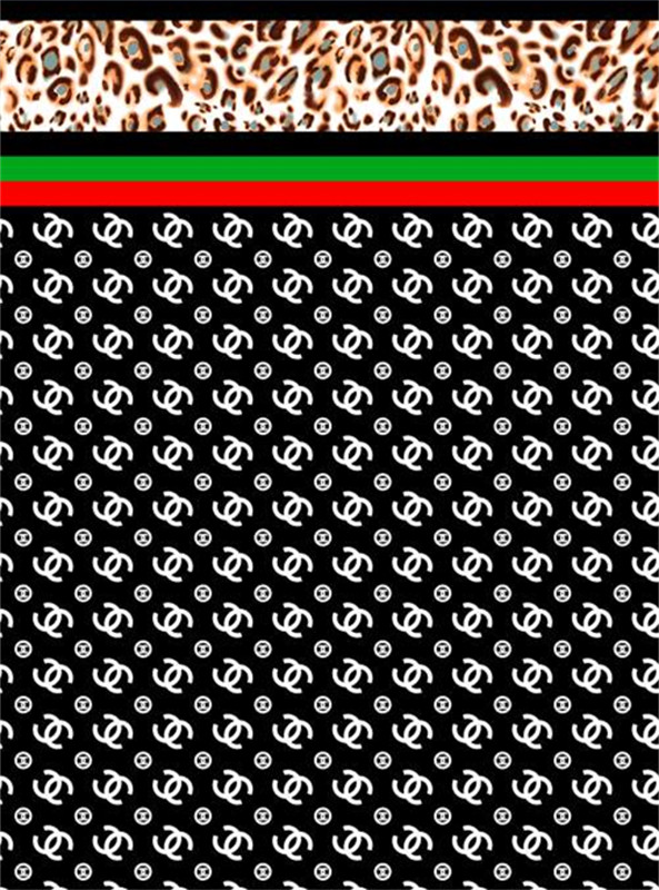 高端面料印花设计,融合豹纹与品牌标志的服装印花素材