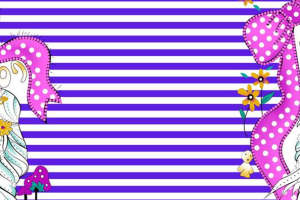 甜美波点蝴蝶结紫色条纹服装印花素材