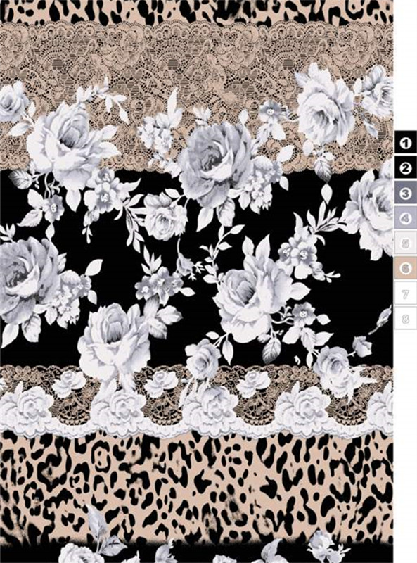 复古花卉与豹纹交织的面料印花素材,专为时尚服装打造