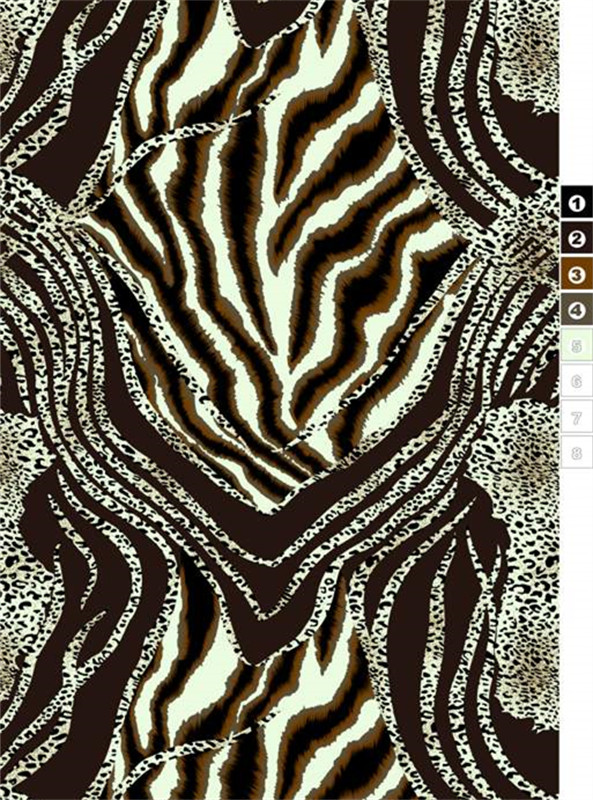 野性斑马豹纹融合 高端服装印花面料设计素材