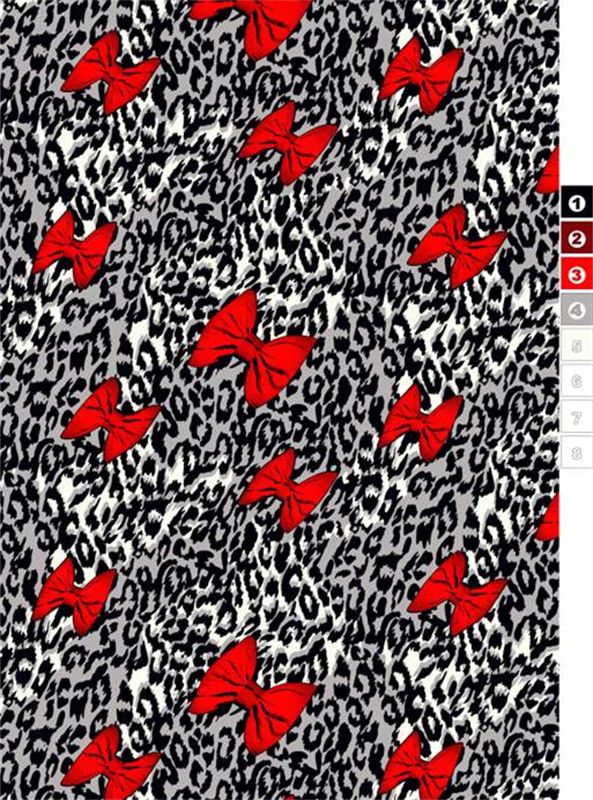 时尚豹纹红蝴蝶结面料印花 服装印花设计素材