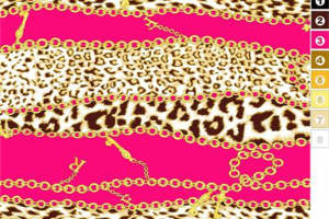 时尚豹纹链条亮粉面料印花 高端服装印花素材