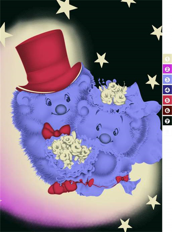 浪漫婚礼主题卡通熊面料印花素材,适合服装印花设计