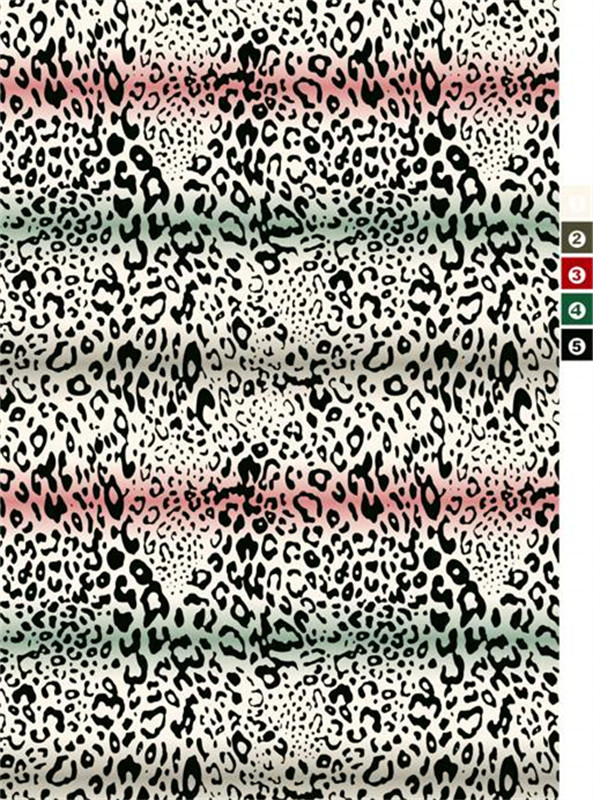 时尚豹纹与彩条融合的面料印花素材