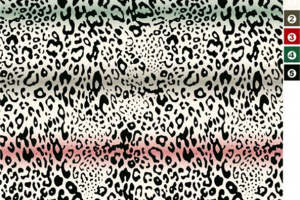 时尚豹纹与彩条融合的面料印花素材