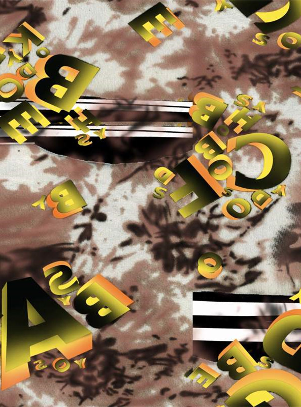 立体字母与迷彩纹理的潮流服装印花素材