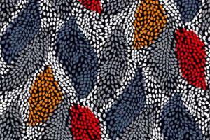 时尚面料印花素材：抽象几何叶纹设计