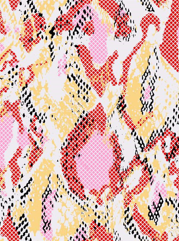 时尚撞色蛇纹面料印花 潮流服装印花素材推荐