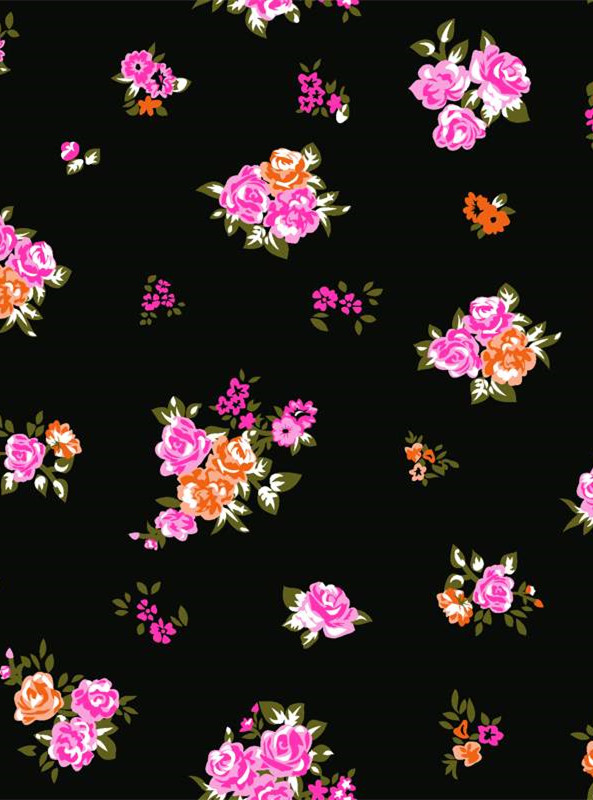复古花卉面料印花 浪漫玫瑰服装印花素材