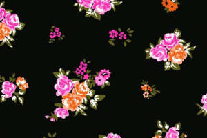 复古花卉面料印花 浪漫玫瑰服装印花素材