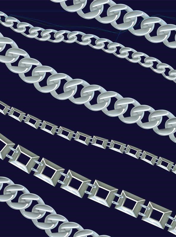 时尚银色链条面料印花素材,适用于潮流服装印花设计