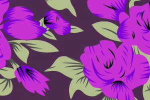 复古紫色花卉面料印花 时尚服装印花素材推荐