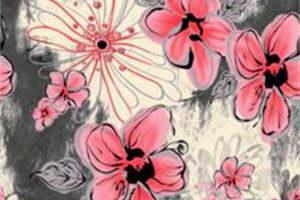 复古粉墨花卉面料印花 艺术感服装印花素材