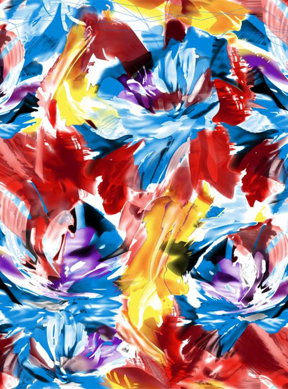 抽象花卉面料印花 时尚服装印花设计素材