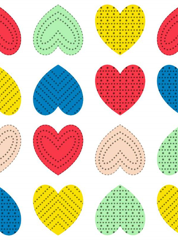 多彩心形纹理面料印花 时尚服装印花素材推荐