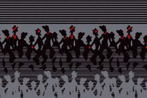 复古剪影风格面料印花素材，适用于潮流服装印花设计